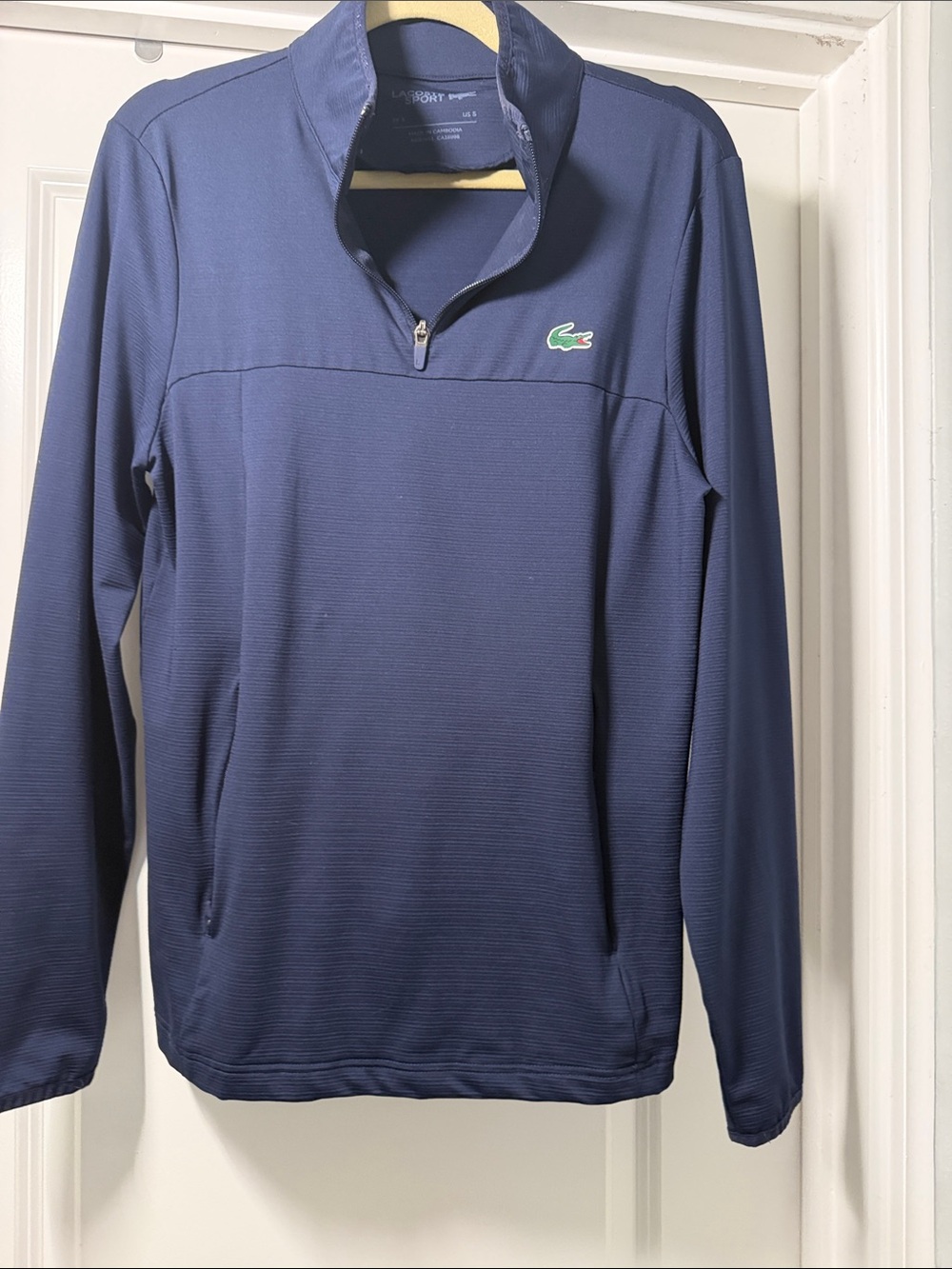 Lacoste Men's Navy Blue Quarter-Zip Shirt Jacket size small